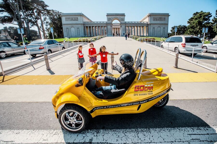 GoCar 3-Hour Tour of San Francisco's Parks and Beaches - Entering the yellow Storytelling GoCar, not a bus