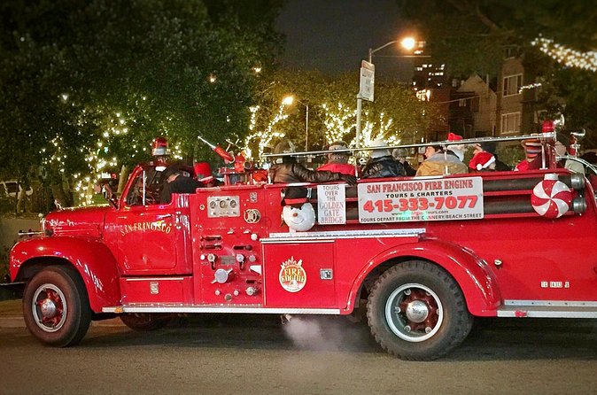 San Francisco Fire Engine Holiday Lights Tour - Fishermans Wharf glow and the best photo moments