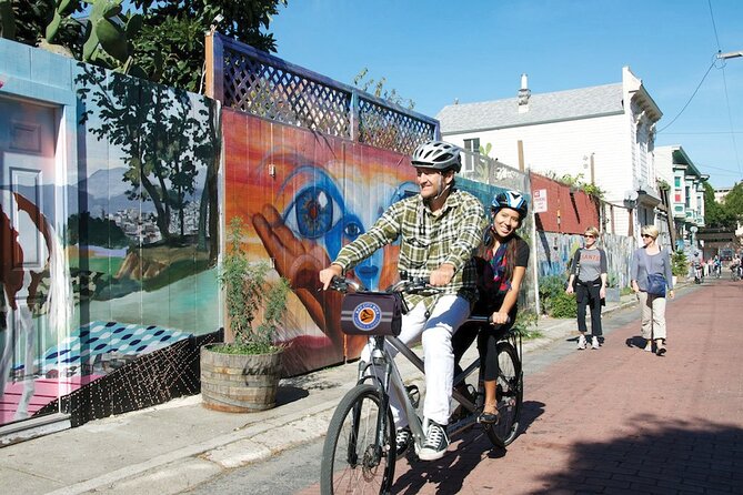 San Francisco Private E-Bike Tour: City Highlights - Mission Bay food-truck pause, then Potrero Hill and Dogpatch skyline-to-industry contrast
