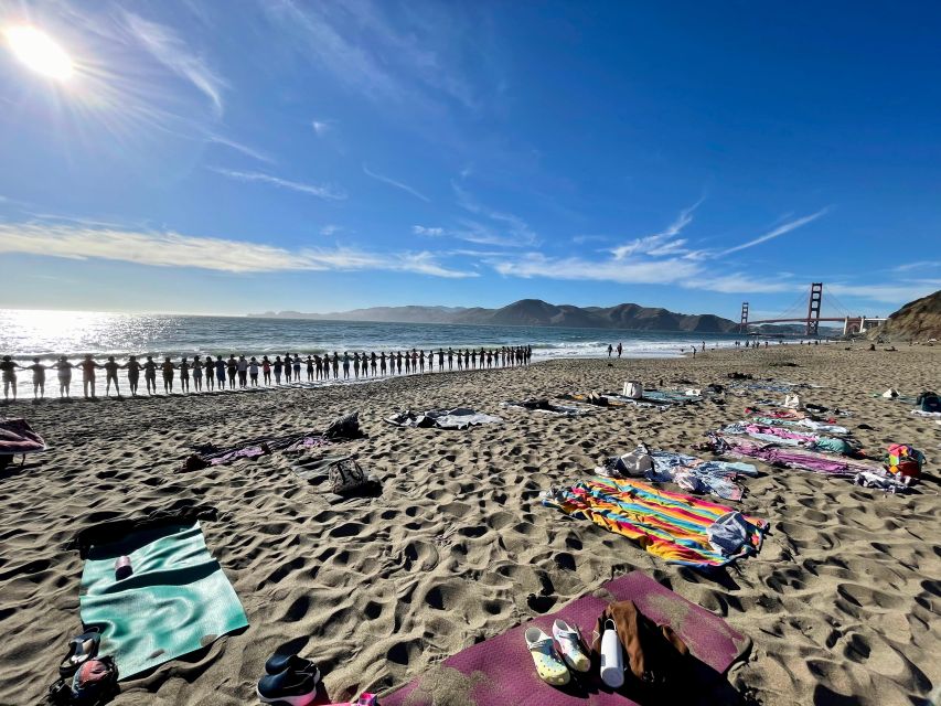 San Francisco: Silent Disco Yoga at Baker Beach - Baker Beach yoga with the Golden Gate Bridge in your line of sight