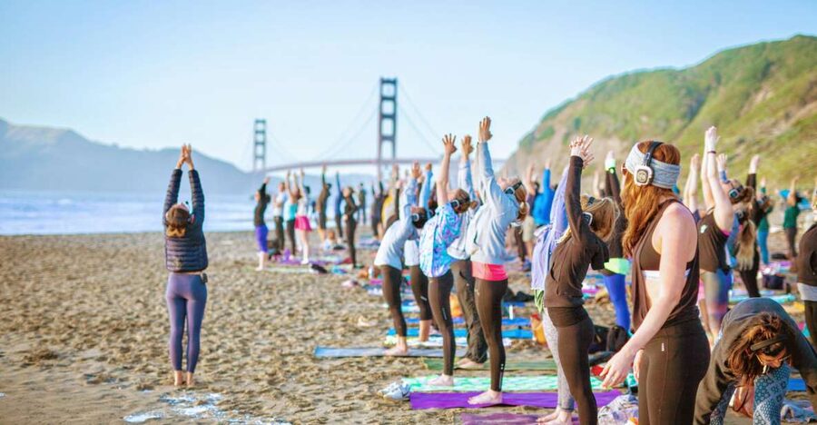 San Francisco: Silent Disco Yoga at Baker Beach - Your three weekend options: Sunset Groove, Morning Groove, Soul Flow